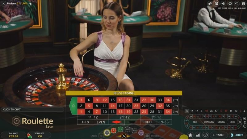 Live roulette với dealer sống động, sắc nét