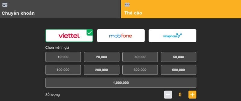 Nạp tiền 789bet bằng thẻ cào luôn được những cược thủ ưa chuộng