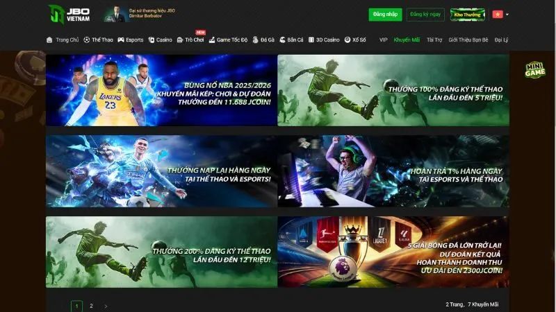 Nhà cái JBO tung ra nhiều khuyến mãi khủng dành riêng cho thể thao