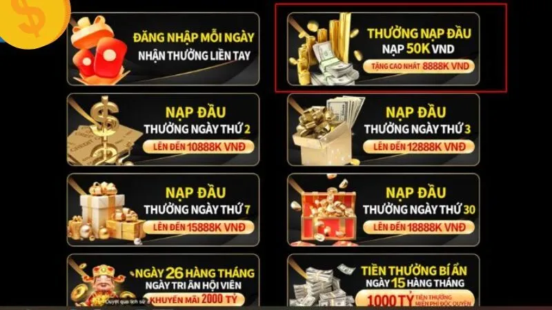 Khuyến mãi thưởng nạp đầu 100% chi tiết, rõ ràng, tối ưu quyền lợi tân thủ.