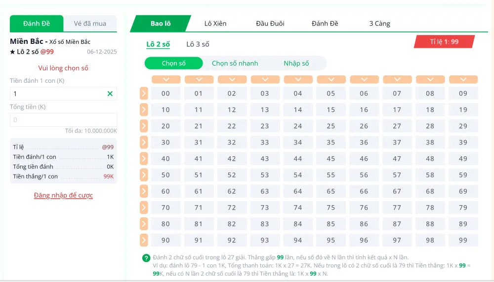 Wingo cung cấp đa dạng thể loại lô đề online